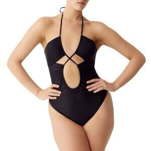 J. Crew Cutout Halter One Piece Swimsuit in Black Size 8 & 10 NWT